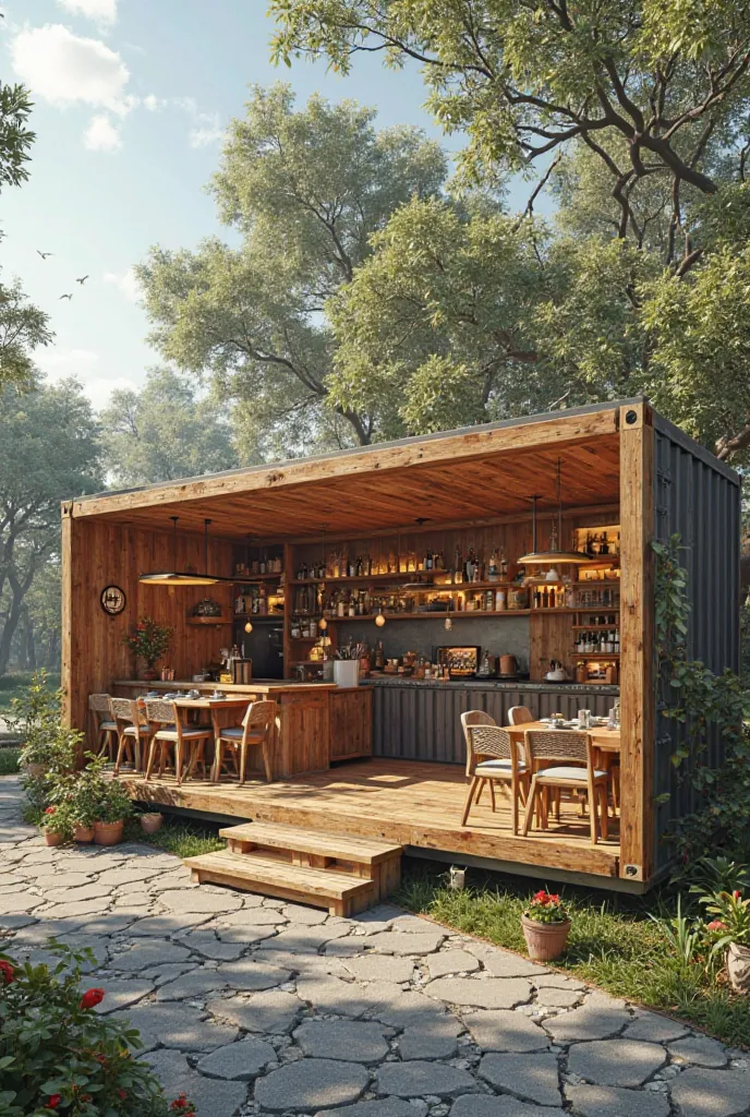 Create architectural prototype of a mobile dining room workshop, In other words, in a container carried by a vehicle you are going to create a dining workshop in which the word knock knock has to be formed and it has to look modern and that has the map of ...