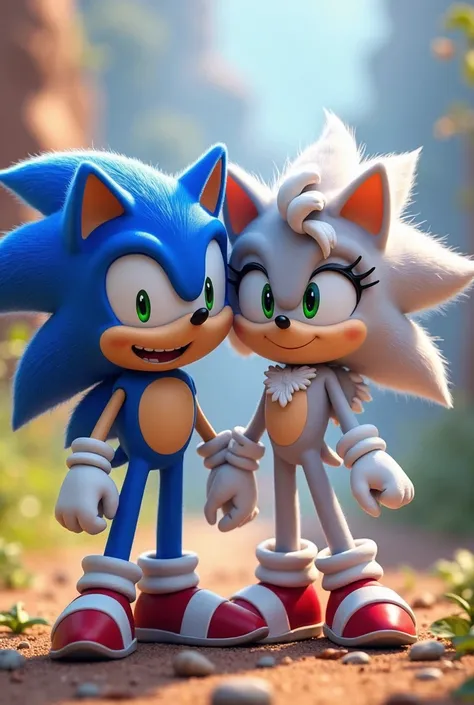 Sonic and silver hedgehog. smiling like good friends.