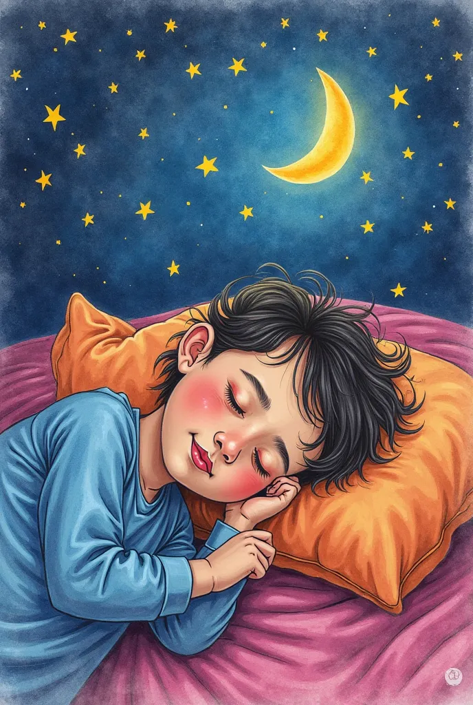 Draw Matías sleeping peacefully and represent his dreams with images of the highlights of the carnival. You can use watercolors or colored pencils to create a soft and dreamlike environment. Ecuador sketches