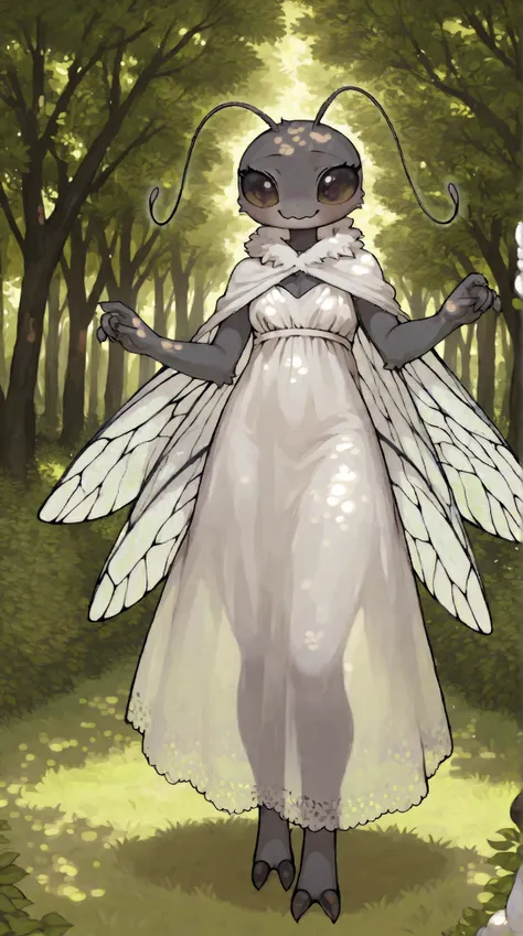 fuzzy white silk moth girl