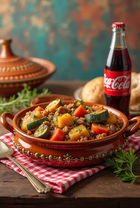 Announcement of selling tagine with chicken, vegetables and bread with Coca-Cola for 50 dirhams with delivery service in New Salé