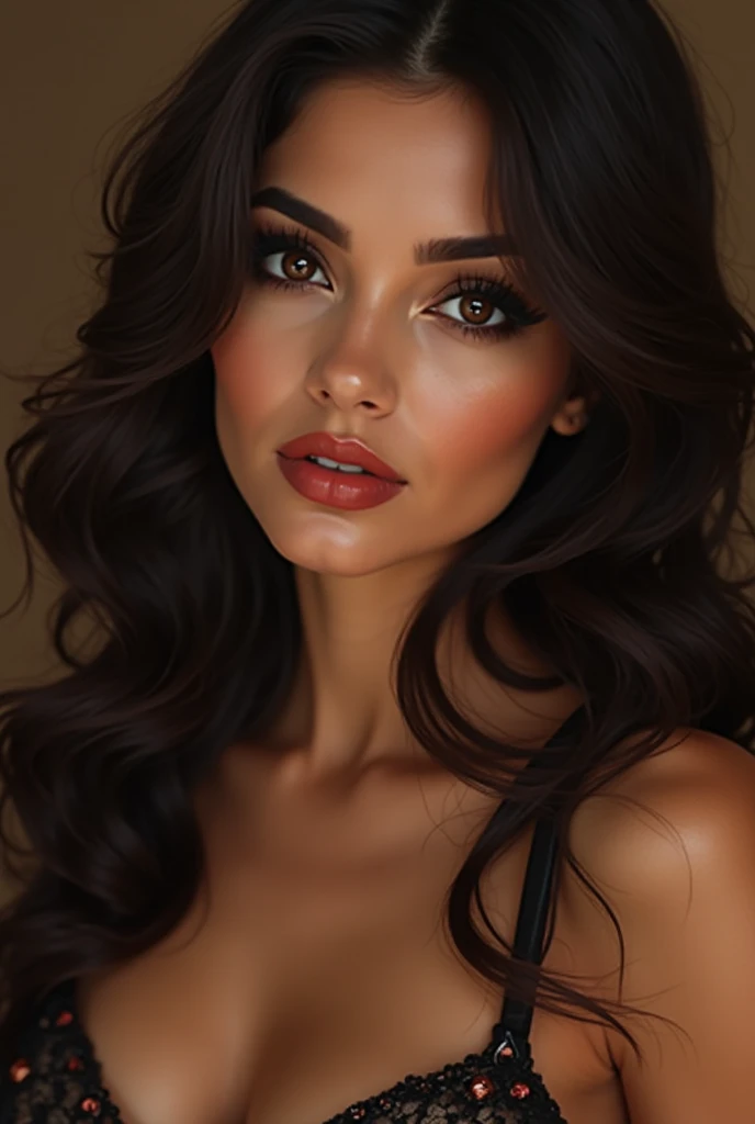 Create a hot brunette by sensualizing 