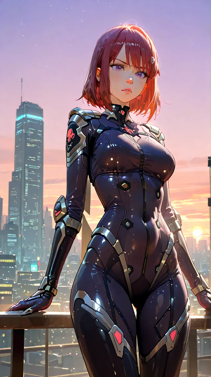 A female character waring high technology costume