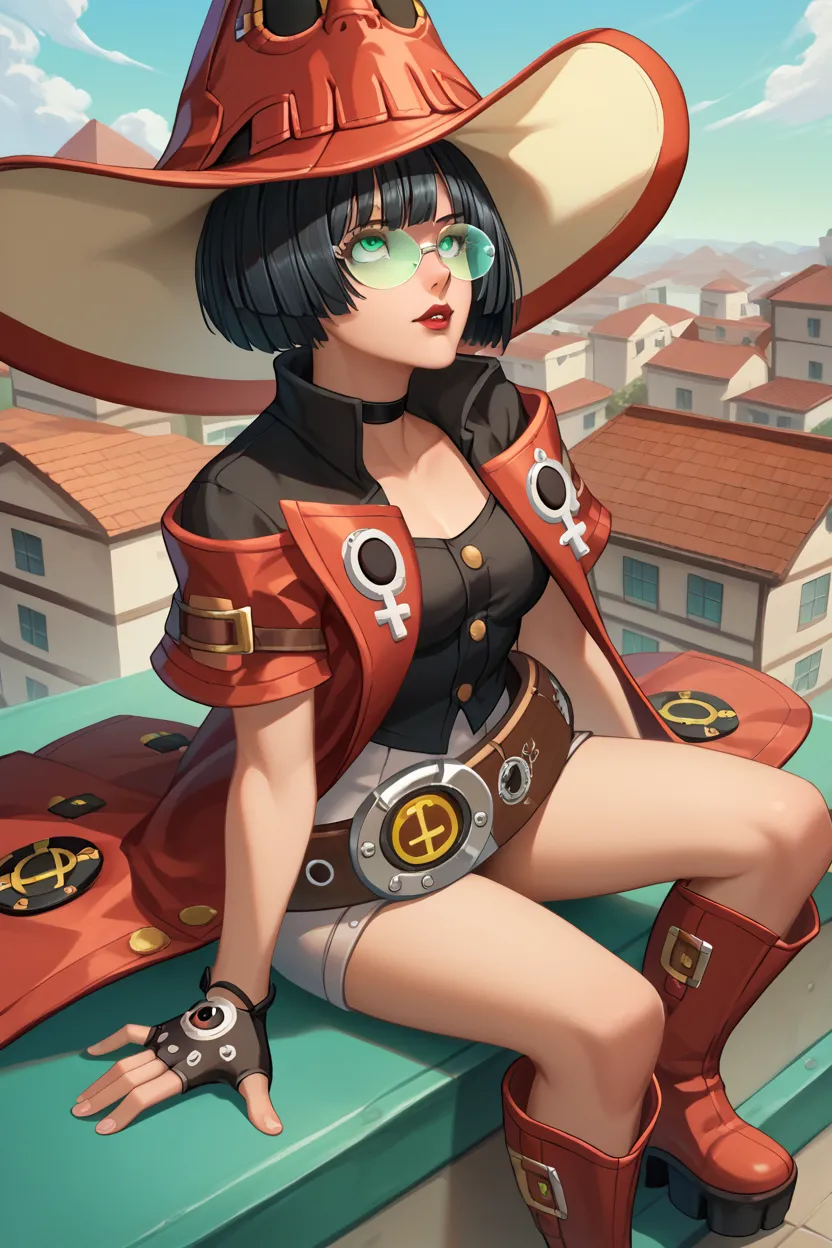 quality_masterpiece, anatomically correct,  pretty face,  perfect face,  perfect eyes , Beautiful and highly detailed face and eyes,  attractive face,  detailed face taster, Delicate Facial Features , detailed skin, Struggle Ino_\(guilty_gear\) black hair,...