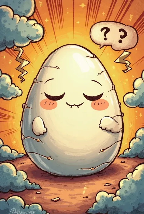 generate a sleepy egg cell in comics style