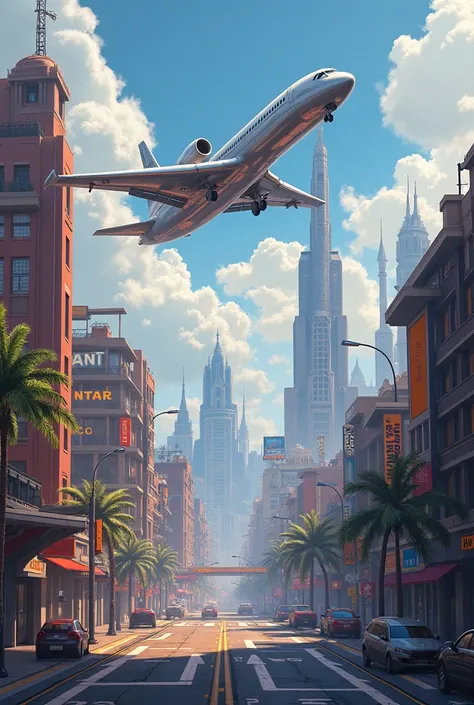 The Zootopia landscape with a plane flying above the city instead of people and animals