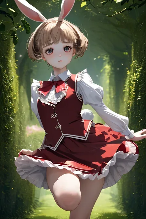  Super High Definition、real photo、( extremely detailed CG Unity 8K wallpaper 、masterpiece)、(Best lighting、vest shadow、very delicate and beautiful)、Ultra Details、《Alice in Wonderland wearing a red skirt and white blouse 1.2》、《petite baby-faced beauty with b...