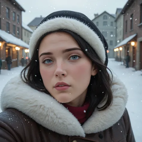 score_9, score_8_up, score_7_up, cinematic film still, beautiful woman, no make up, winter outfit, blush, black hair, head tilt, hair blowing in the wind, arctic circle snow drift, snowing, snowflakes, cold, chill bumps, approaching perfection, dynamic, hi...