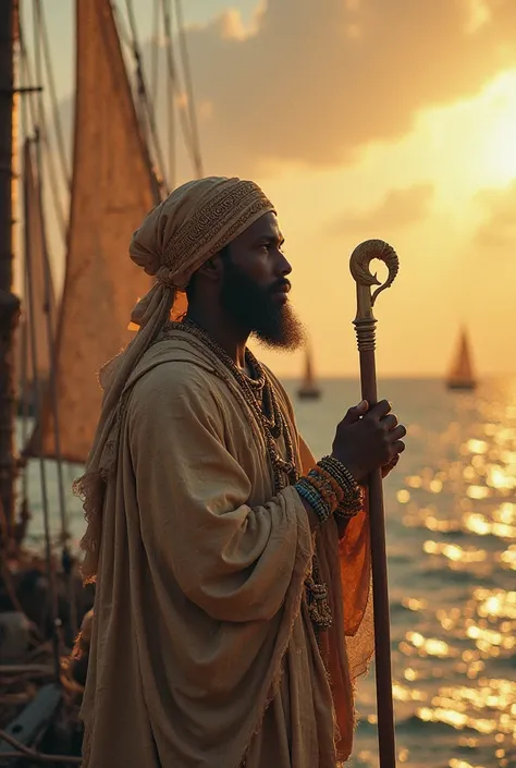 Create a video narrating the possible arrival of Africans to Brazil before Columbus, based on the story of Mansa Abubakari II, the emperor of Mali who abdicated his throne to explore the Atlantic Ocean in the 14th century. The video must show how Abubakari...