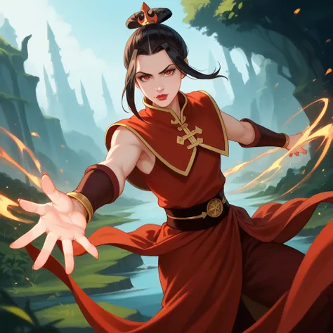 a extremely detailed display of a young princess azula, full_body display, seductive, sexy pose, 8k, ultra-detailed, realistic, photorealistic, photo-realistic, hdr, uhd, studio lighting, professionally-shot, vivid colors, beautiful face, piercing eyes, el...