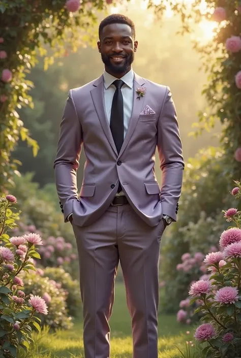 Give me lavender and grey suit black man for a wedding do the. Groom different 