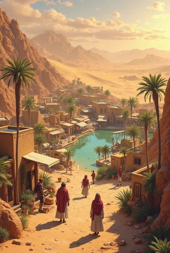 Desert, town, Egypt, 
Oasis 