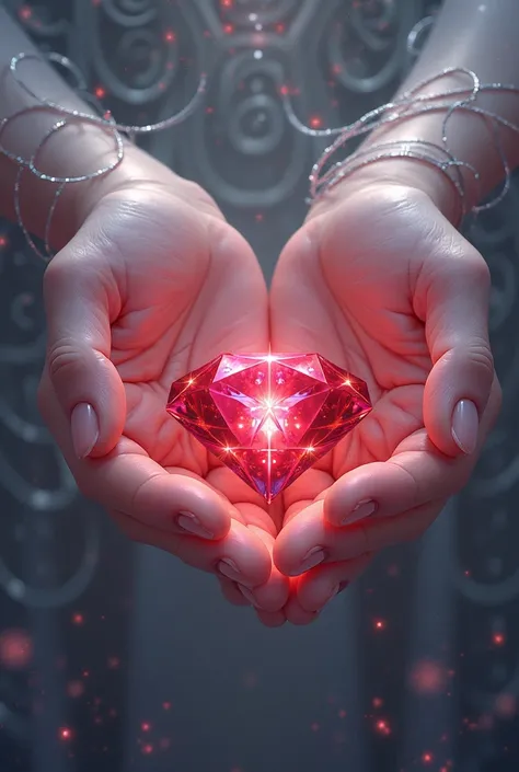 Hands holding a red diamond like fantasy anime