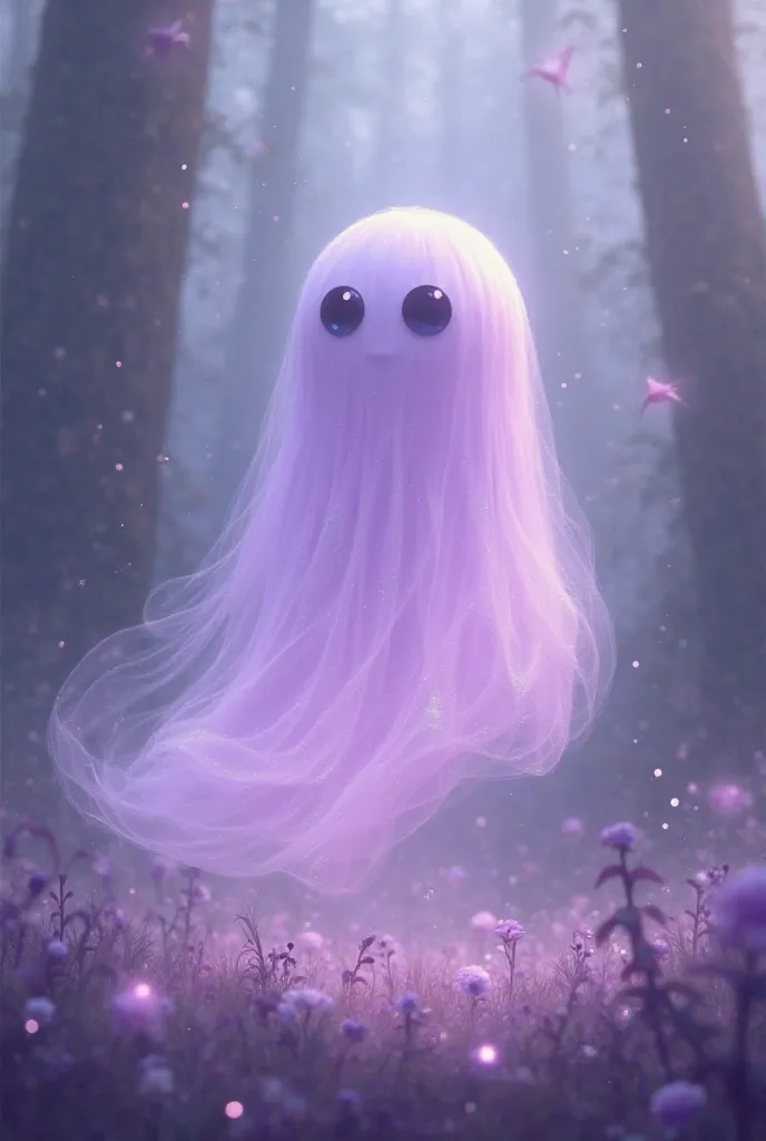 Make a ghost, but that doesn't look so scary and that has light shades of purple