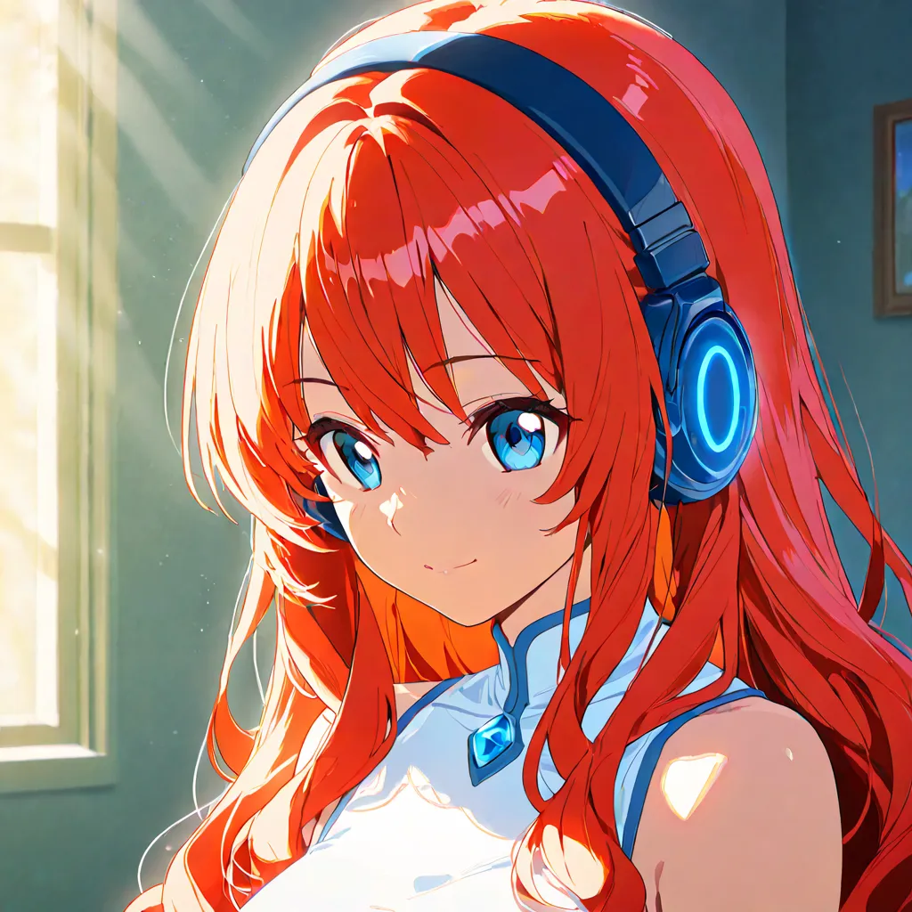 girl wearing headphones　profile