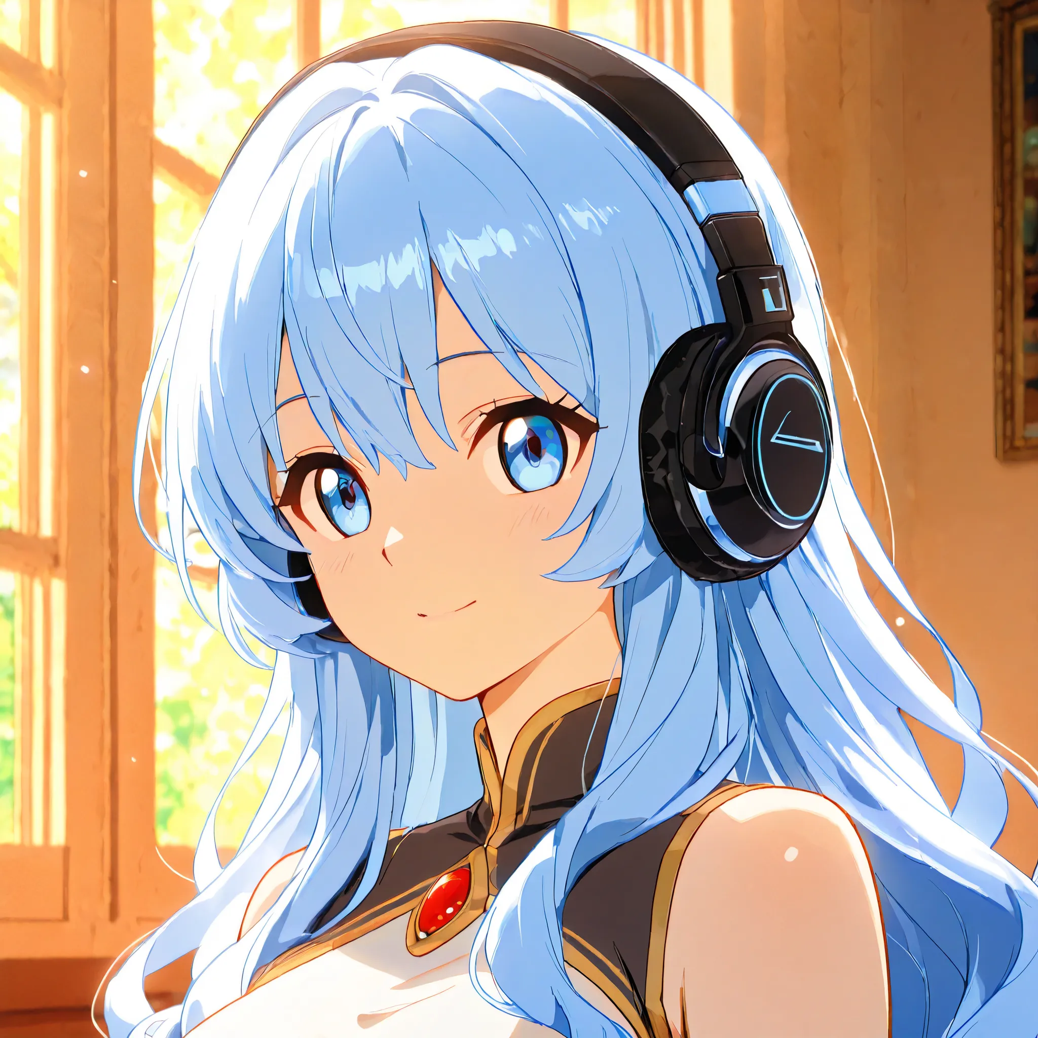 girl wearing headphones　profile