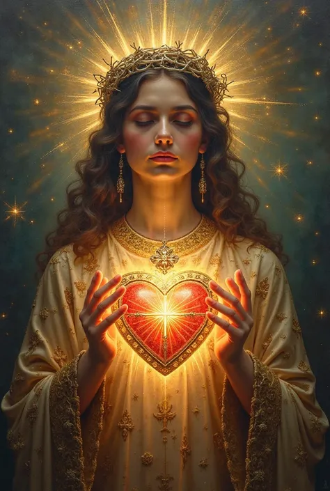 Holy Heart of Jesus with the face of Paulina Villarreal