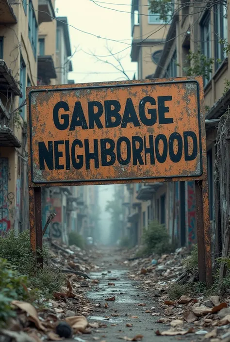  Sign saying  "Garbage neighborhood"