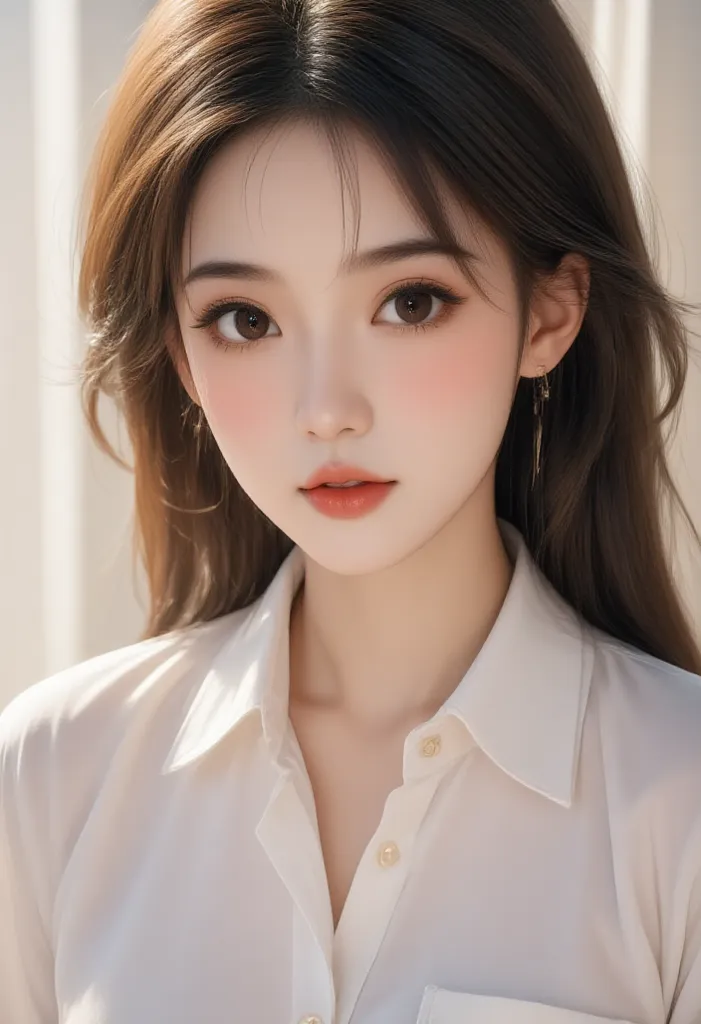 asian ，Fairy-like face， round chin ，Cute Nose，Big Eyes