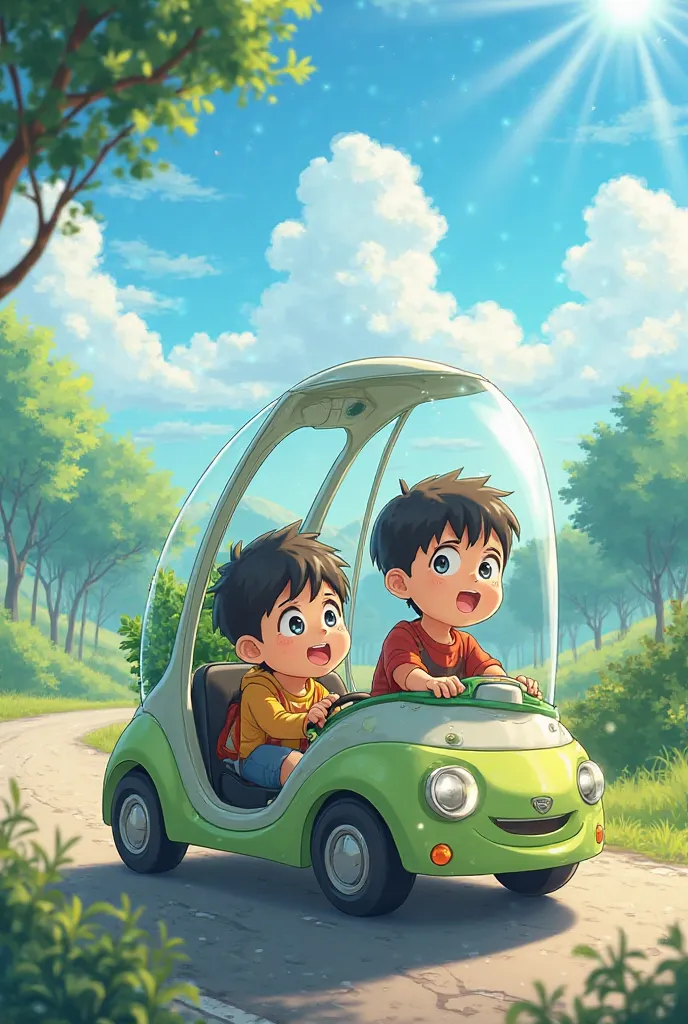 2 boys car chala rahe anime 💚 pic 