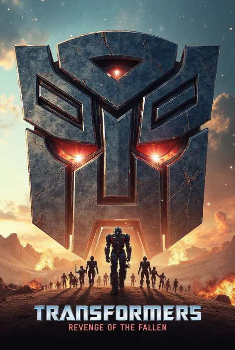 Write prompt for create movie poster about " Transformers: Revenge of the Fallen (2009) " with text logo. The actor and actress should be Shia LaBeouf, Megan Fox and Josh Duhamel