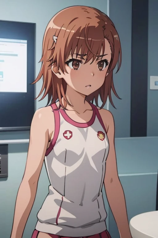 Mikoto misaka.、A Certain Scientific Railgun、girl、Small breasts、whole body,blush,best quality,competition swimsuit