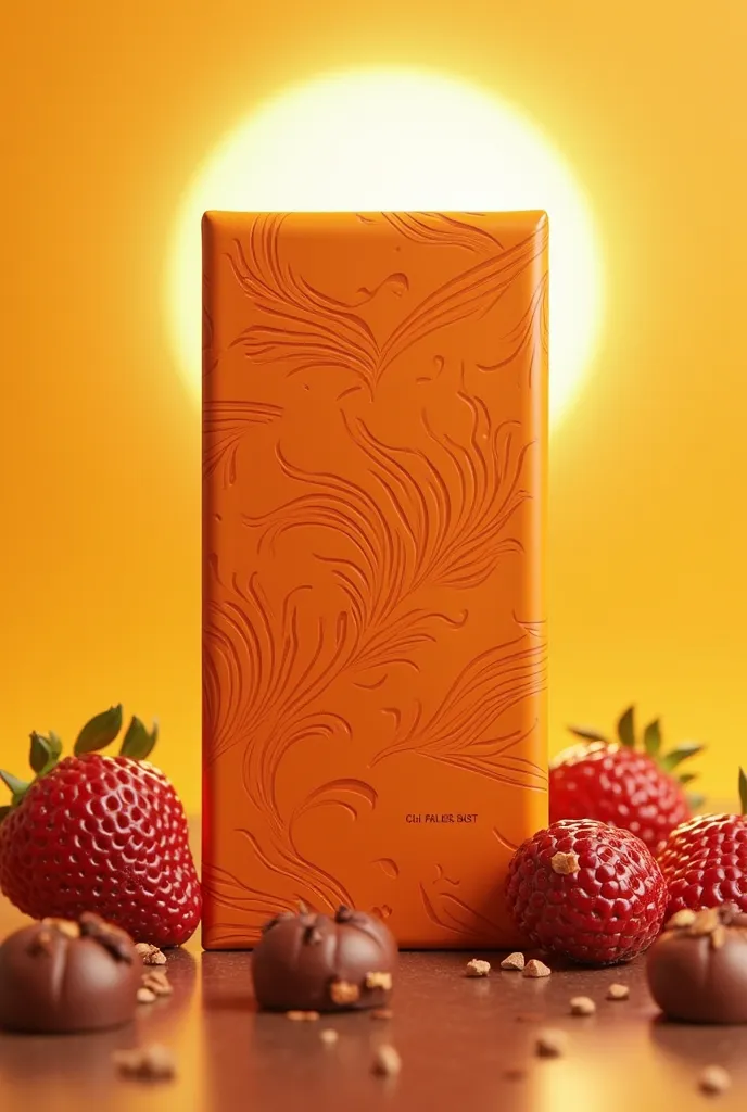 I want you to make me an image of an energy chocolate called CHOCOBOST AND ITS PACKAGING IS ORANGE 