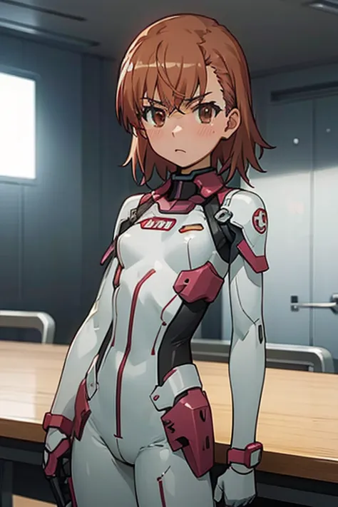 Mikoto misaka.、A Certain Scientific Railgun、girl、Small breasts、whole body,blush,best quality,bodysuit