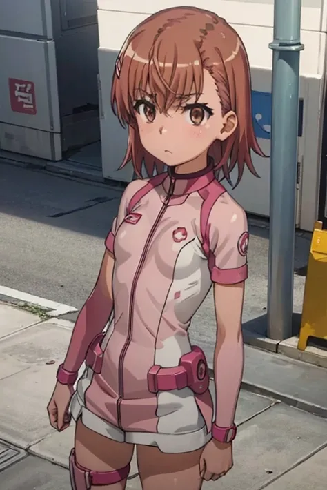 Mikoto misaka.、A Certain Scientific Railgun、girl、Small breasts、whole body,blush,best quality,zentai