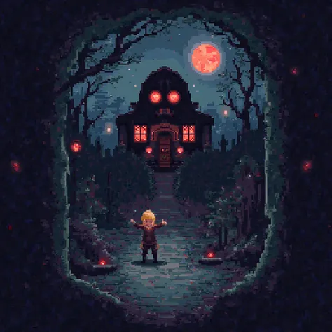 Masterpiece high definition pixel art mystery image with horror atmosphere with the word pokepixel crafts in the background with horror movie scenes with the word pokepixel crafts with references to horror movies 