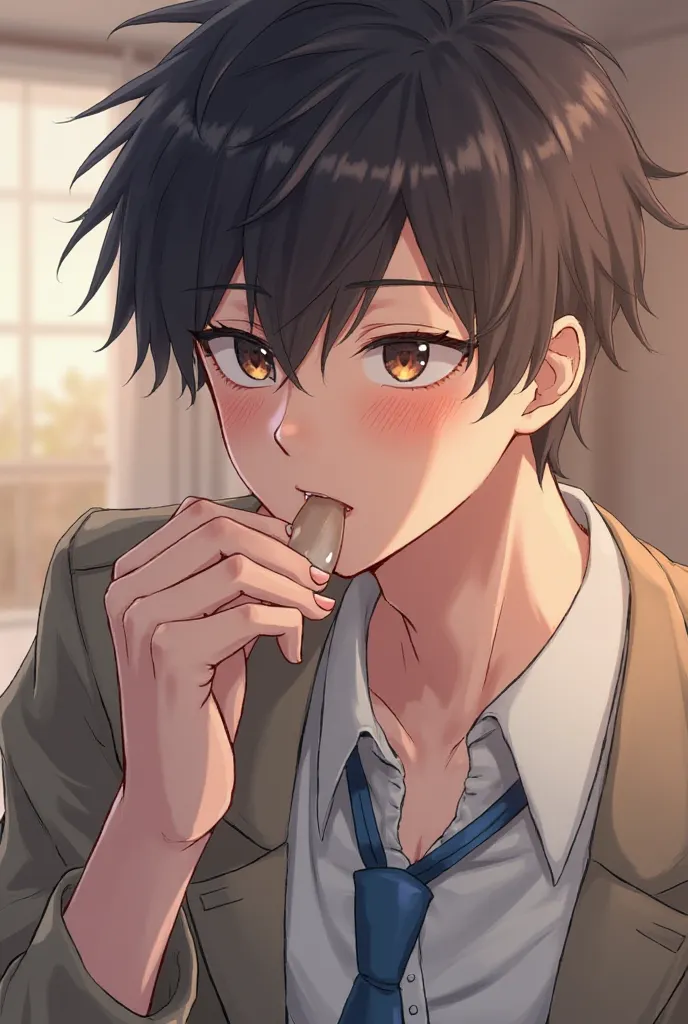 Anime young man sucking penis