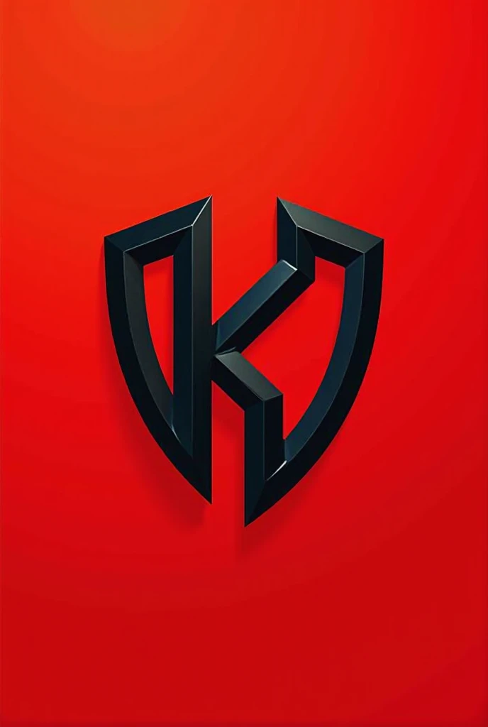 a logo for kayze of letter k, with shield look fast image. red gradient background