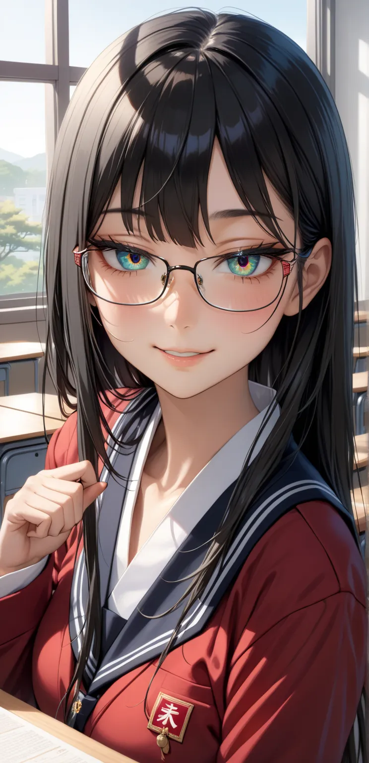 upper body, Random Sexy pose , ((Ultra detailing)), ((very aesthetic, best quality, ultra detailed)), intricate details, 1girl, ((long hair, Black hair, massy hair,)), ((Multi colour eyes)), ((Detailed eyes)), ((Beautifull eyes)), ((prefect eyes)), ((Ultra...