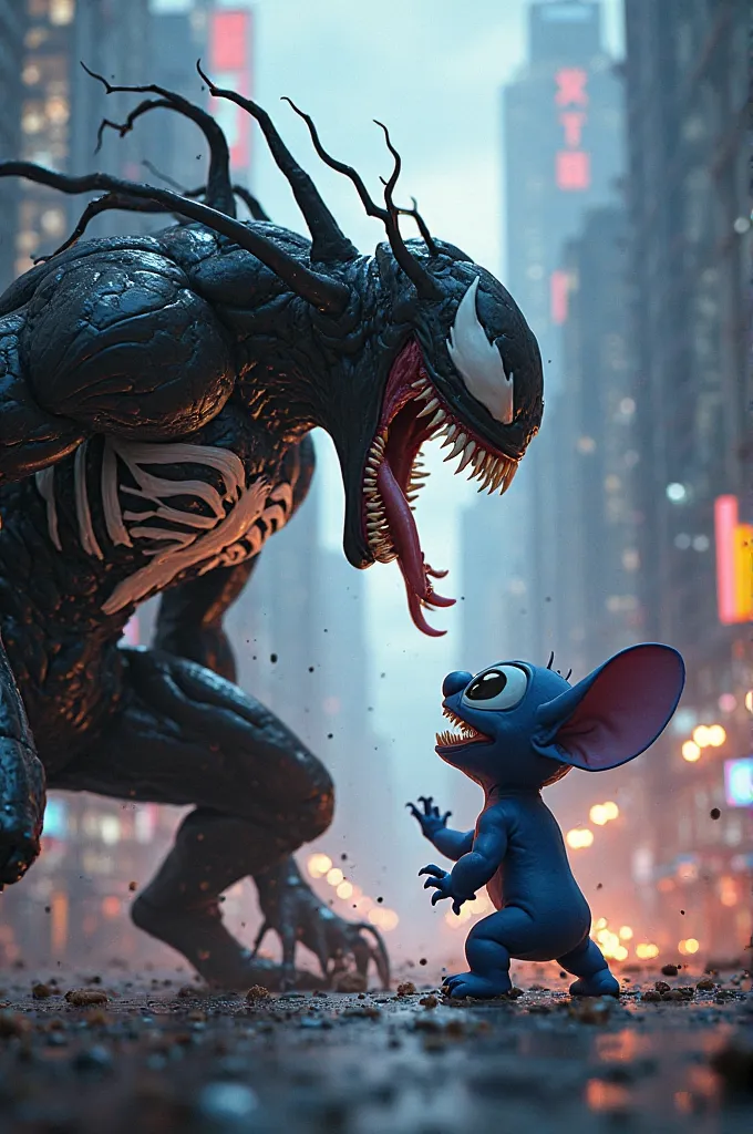 An image with venom and stitch playing