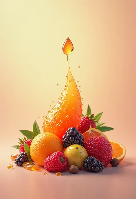 Image of fresh, juicy fruit, from which a refreshing drop of juice flows.  bright tones are associated with nature and freshness .