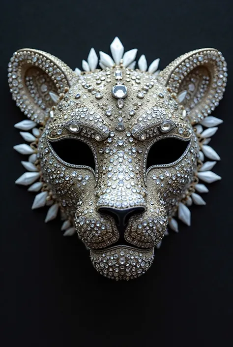 Prom mask inspired by a lion, studded with diamonds 