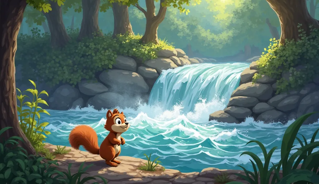 a little squirrel named Sammythere was one thing he feared more than anything—the big, rushing river that flowed through the forest. The river was deep and had strong currents