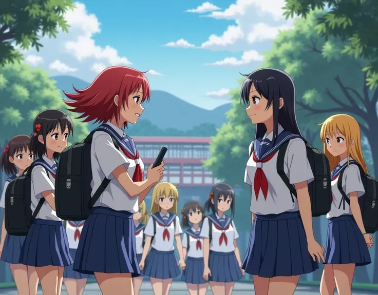 anime School students standing 