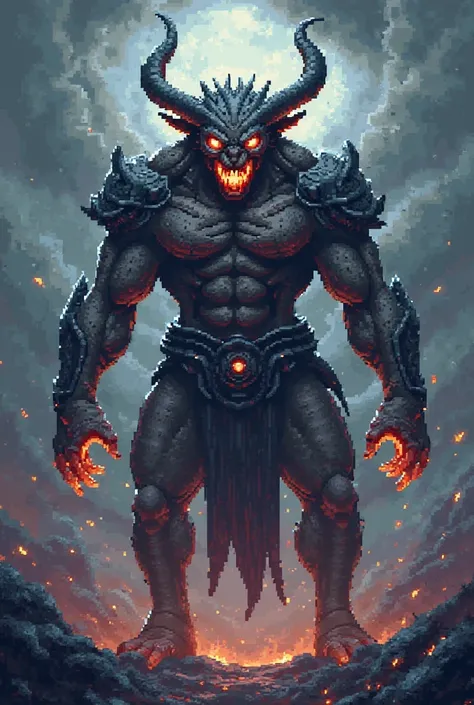 Strong character, Pixelart 32x32 hybrid demon