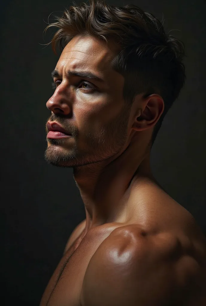 bel homme nu métis de face avec un penis en érection, photo-realistic, ultra-detailed, 8K, HDR, professional, vivid colors, physically-based rendering, masterpiece, detailed facial features, muscular body, masculine posture, intense expression, dramatic li...