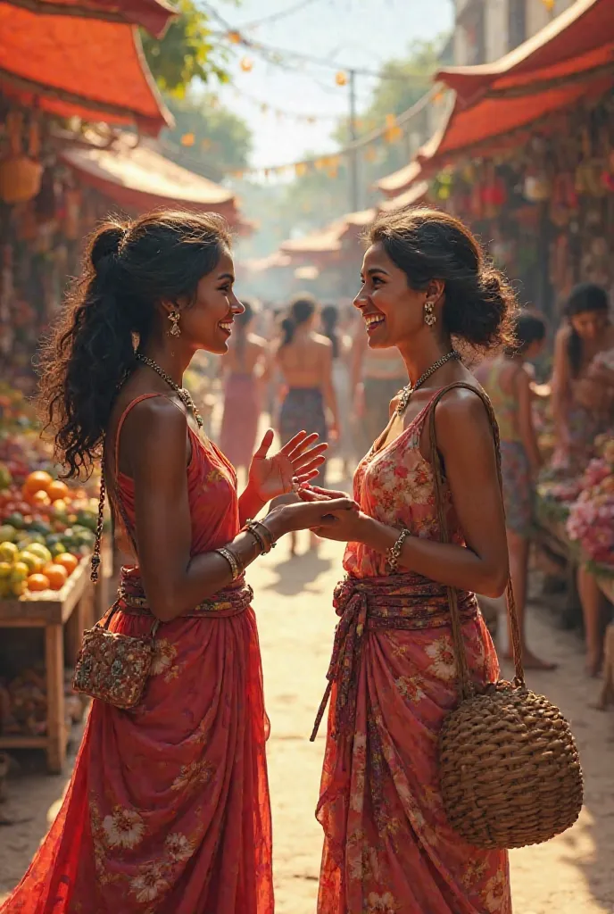 2 women chatting in the market