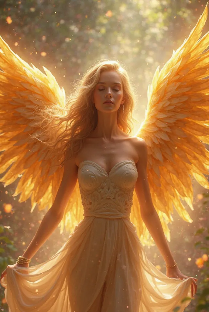 A women With golden wings animated picture