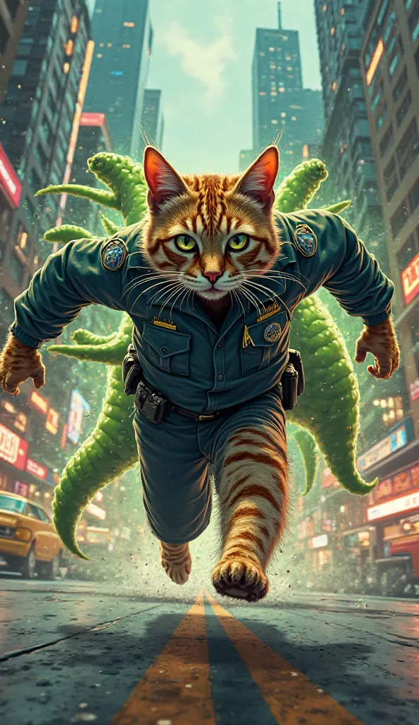 fahter cat (police uniform)  in Chasing the Green Chili Monster