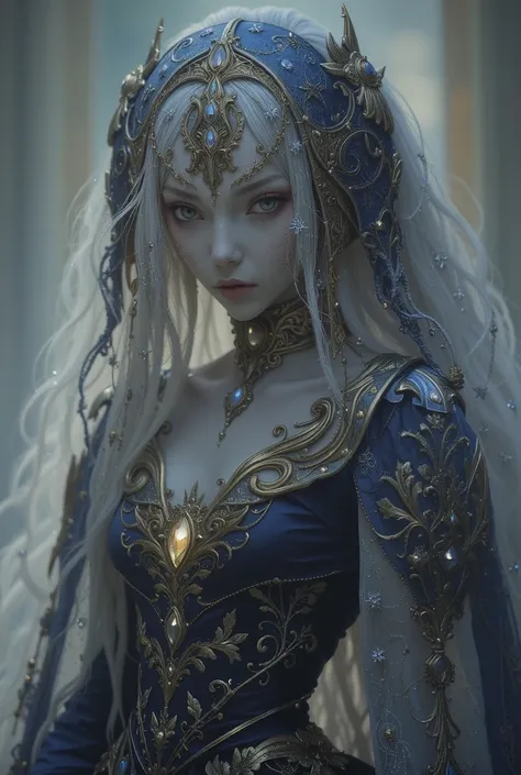 pretty drow Princess on sexy dress closeup. ((high fantasy style)) ((fantasy aesthetic)) ((high contrast))