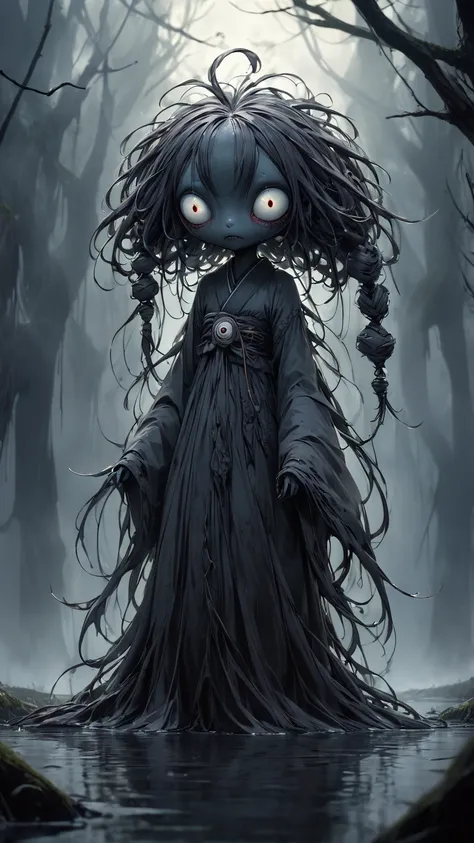 Tim Burton Styles、  very realistic 、  Japanese Yokai 、  horror、