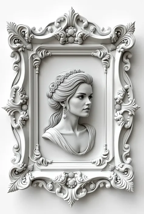 Filigree Frames, Sketch Art, Black and white,  delicate、Sculpture Art、woman、 vintage、round shape