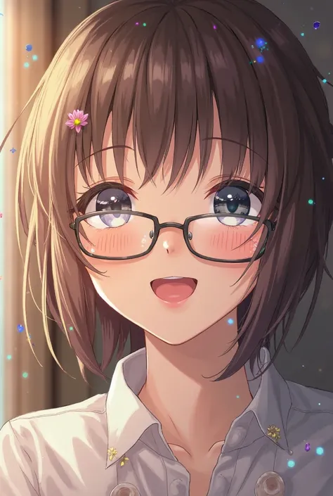 (( top quality)), ((傑 top quality、 Masterpiece、High sensitivity、 high resolution、 detailed depiction of up to the front door、 delicate face with a playful smile))Slender Woman、Glasses、Describe a 、Stick your tongue out、