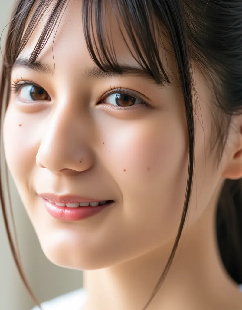 (Masterpiece,Top Quality:1.4),RAW photo, detailed skin, fine pores, reality,((looking,for viewer)),Japanese women, smiling,detailed expression,live action,Genuine,cute young girl,beautiful reflective eyes,beautiful detailed lips, very delicate eyes and fac...