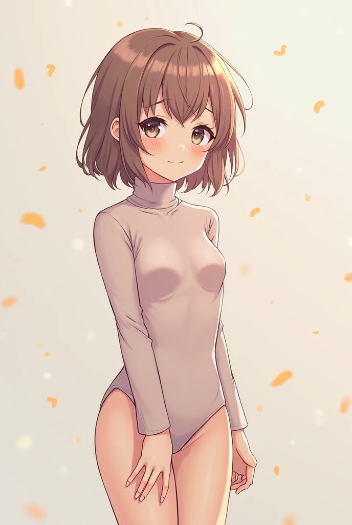 Anime Loli Girl In Turtleneck Long Sleeve Leotard