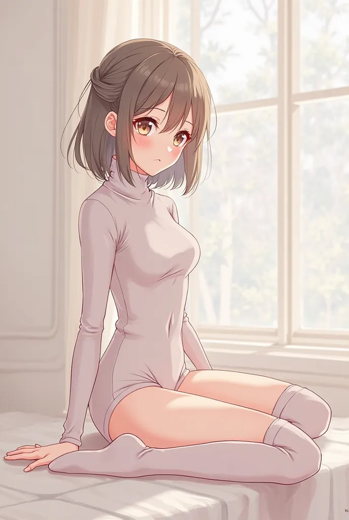 Anime Loli Girl In Turtleneck Long Sleeve Leotard